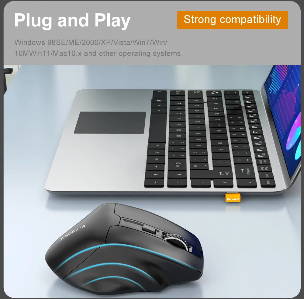 Rato Gaming E-YOOSO X-31 Pro USB Grande com Suporte Bluetooth 2.4G Sem Fios PAW3212 4800 DPI para Gamer, Computador Portátil e PC