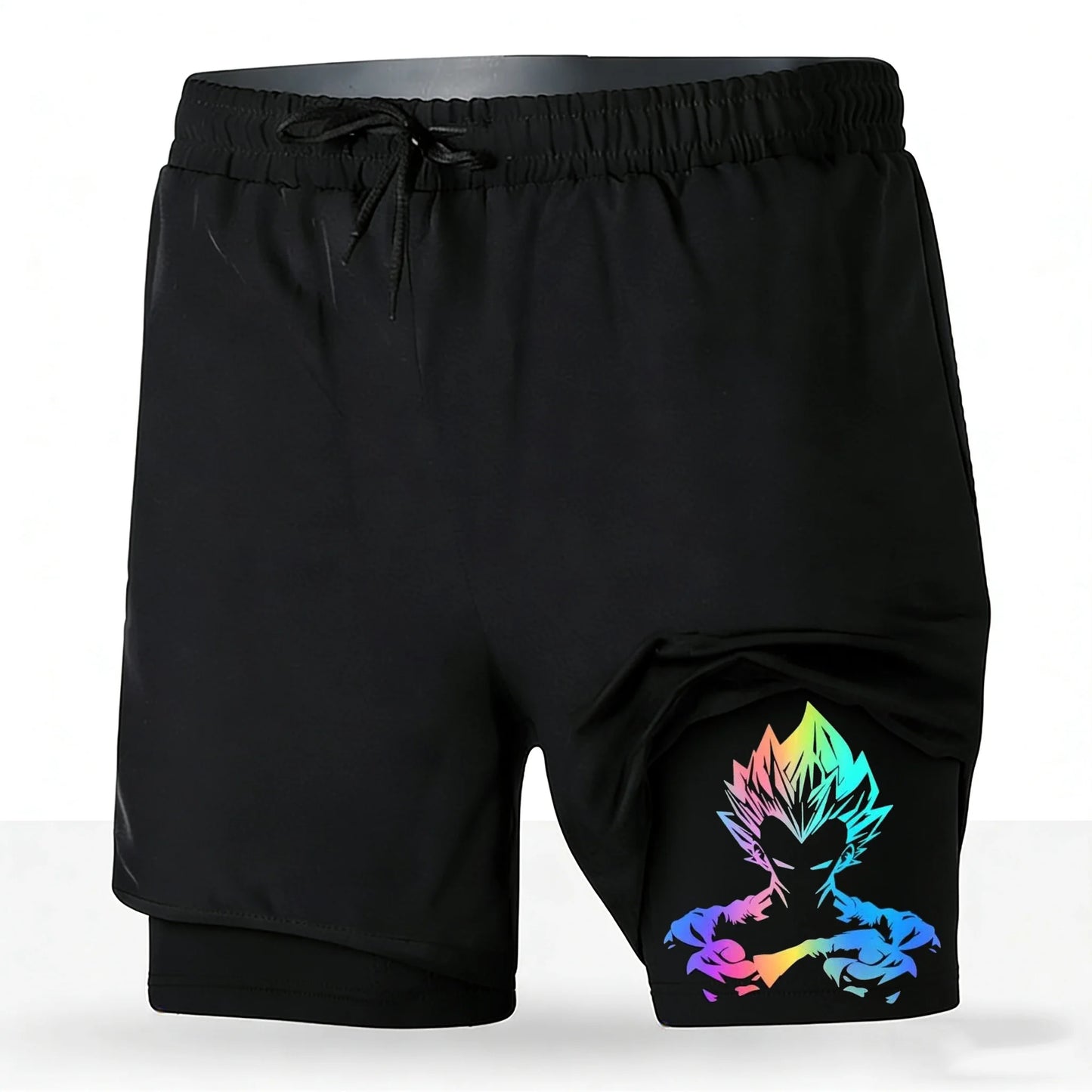 Men's Dragon Ball Anime 2-in-1 Running Shorts Majin Vegeta Print Quick Dry Athletic Workout Shorts 2026 New Unisex