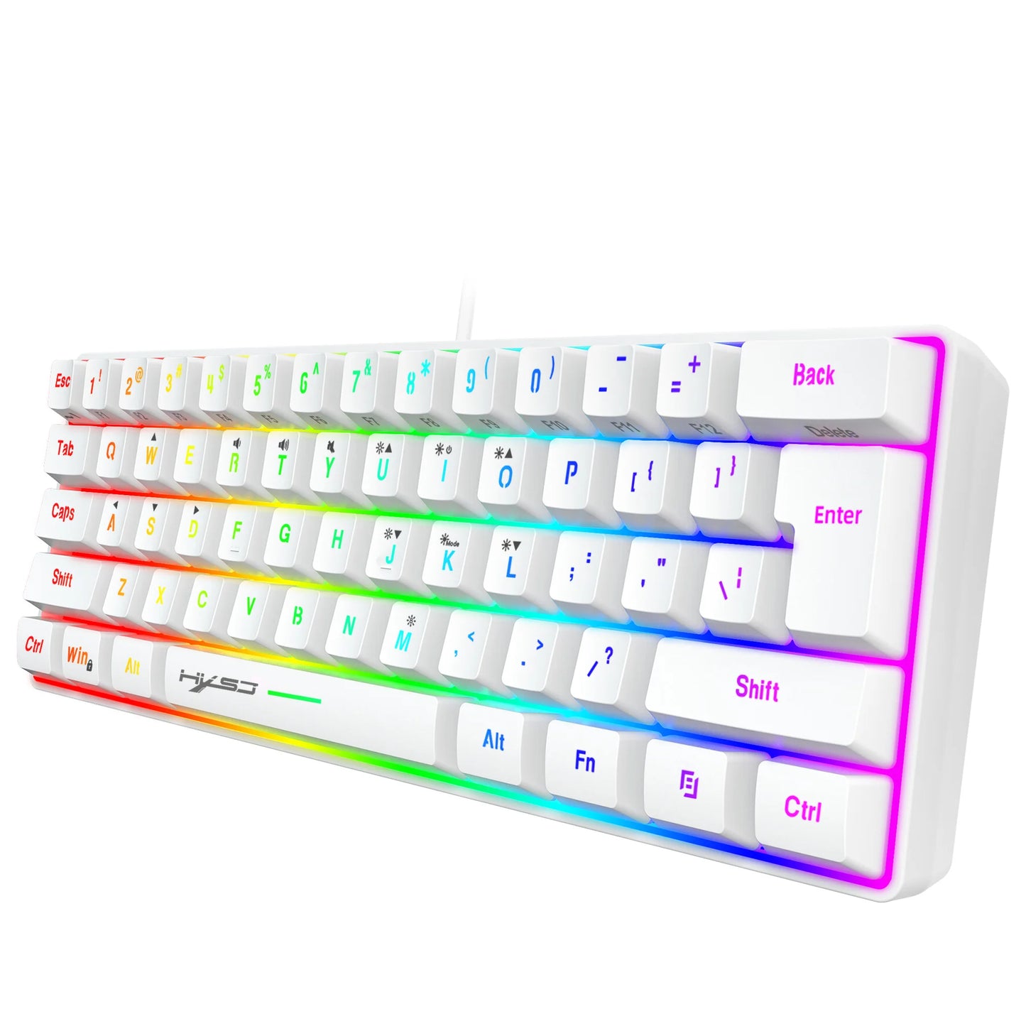 Neue Mini-Gaming-Tastatur, kabelgebundene Slim-Membrantastatur mit 61 Tasten, Touch-RGB-Beleuchtung und mehreren Schnellzugriffstasten-Kombinationen, geeignet für Gaming und Büro