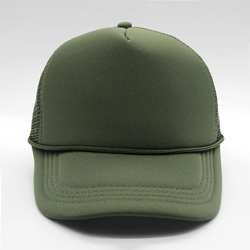 5 panel Trucker Caps Men Women Plain Blank Foam Mesh Baseball Cap With Rope Summer Breathable Outdoor Sport Sun Visor Hats