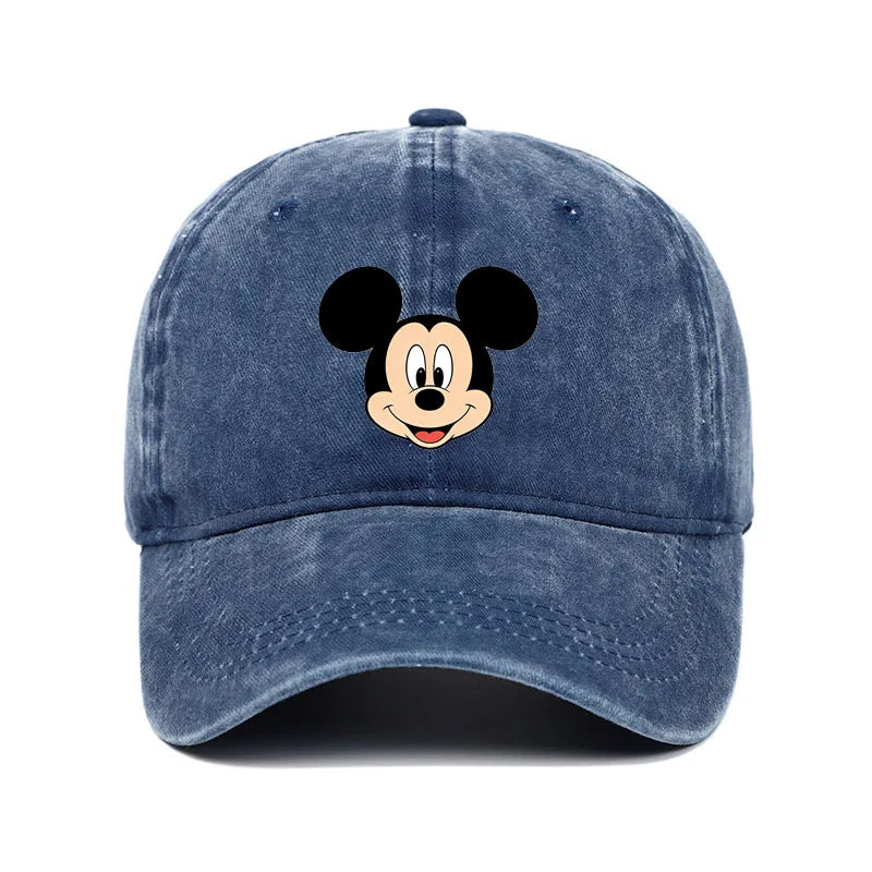 Unisex Vintage Washed Mickey Minnie Print Baseball Cap for Men Women Cartoon Trucker Hat Adjustable Snapback Casual Hip Hop Hat