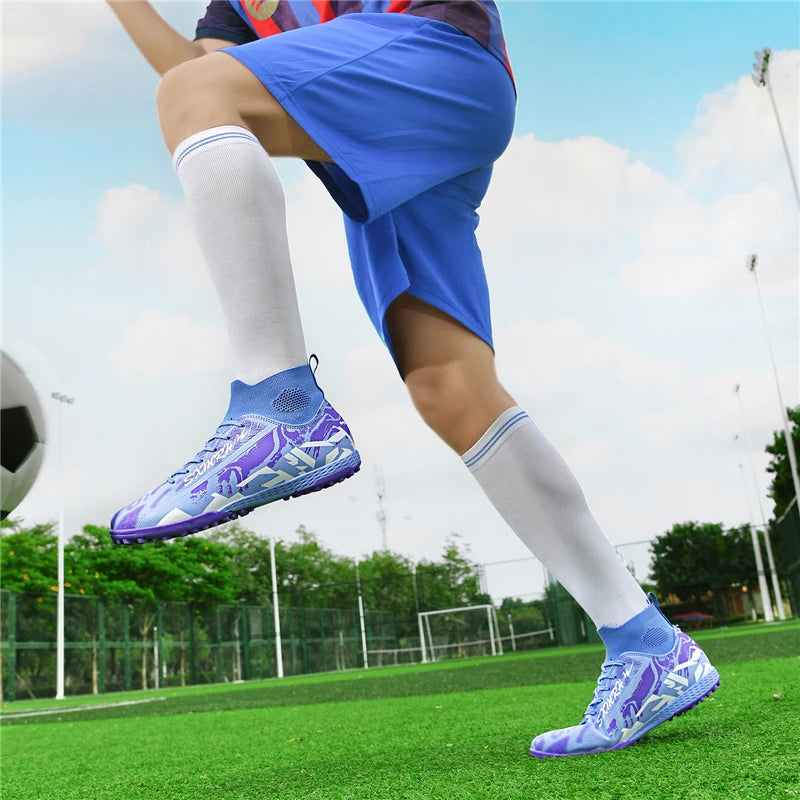Double Star hoge TF-turfvoetbalschoenen voor heren, jeugd- en studenteditie, volwassenen en kinderen, professionele wedstrijd- en trainingsschoenen voor voetbal S