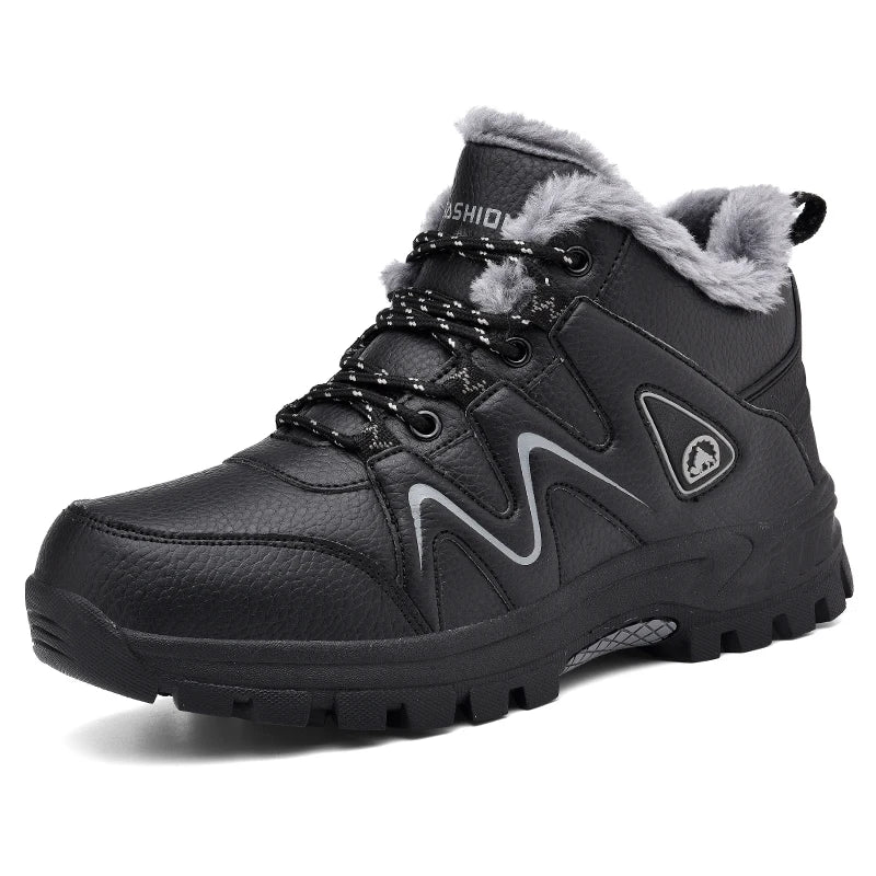Bottes de neige pour hommes, bottines d'hiver chaudes et confortables pour l'extérieur, coupe haute, coupe-vent, antidérapantes, amortissantes, chaussures de randonnée en coton.