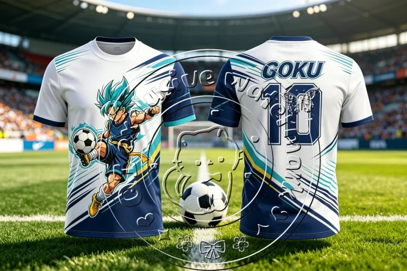 Hot Dragon Ball Z Green Saiyan Goku 7 Football Shirt 3D Full Print Quick Dry Unisex Vintage Anime Trendy Sports Short Sleeve Top