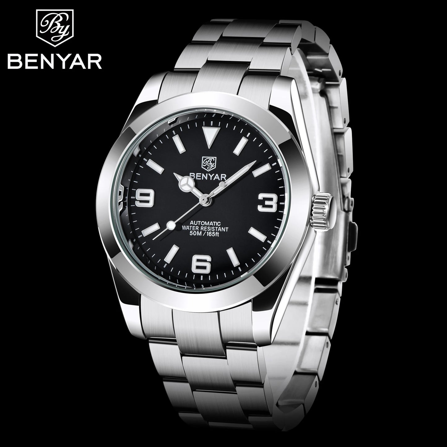 BENYAR 2025 Neue automatische mechanische Herrenuhr, Business-Sport-Luxus-Herrenuhr, 50M wasserdichte Uhr, Relogios Masculino