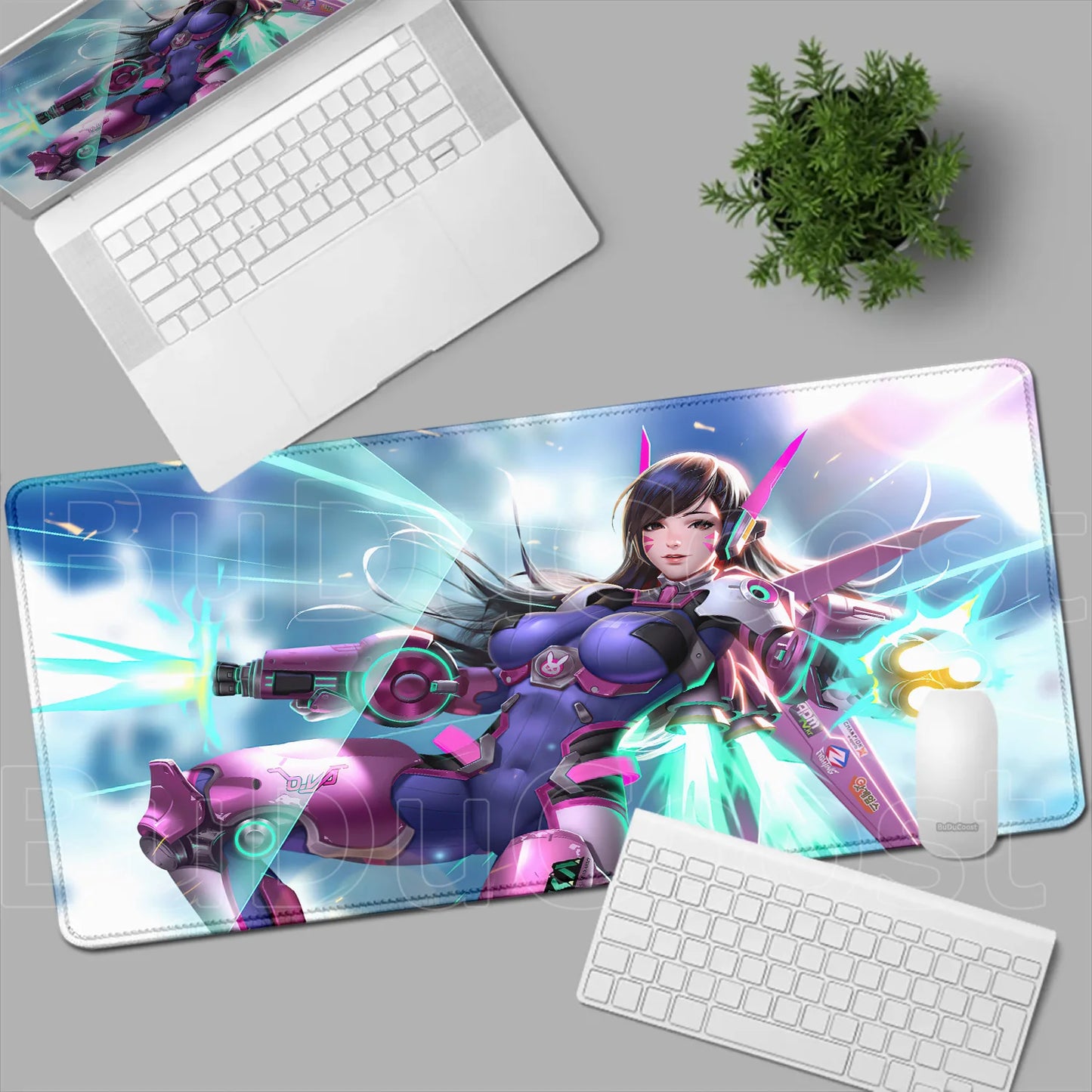 Геймърски пад за мишка Overwatch Anime Girl, голям XXL, HD печат, постелка за компютърна клавиатура, лаптоп и офис, мека гумена подложка за бюро, 900x400 MM