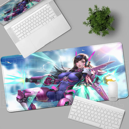 Геймърски пад за мишка Overwatch Anime Girl, голям XXL, HD печат, постелка за компютърна клавиатура, лаптоп и офис, мека гумена подложка за бюро, 900x400 MM
