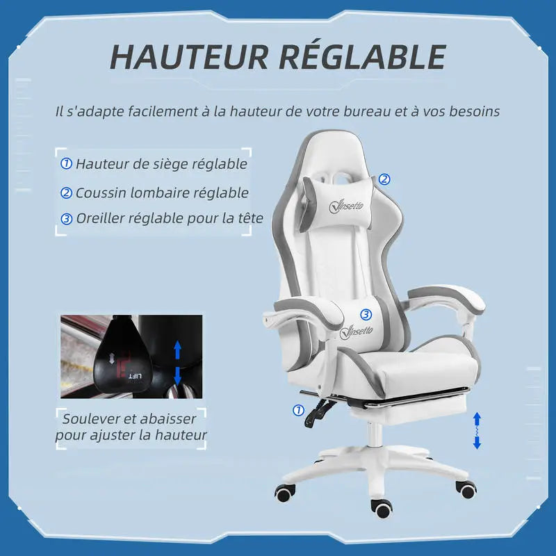 Ergonomic Gaming Chair 120KG Load 135° Recline Footrest Adjustable Headrest Lumbar Support Home Office Chair