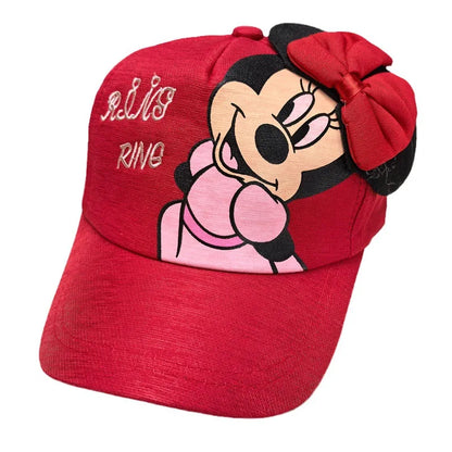 Casquette de baseball Disney Minnie Mickey Anime en coton et polyester, avec personnage de dessin animé, visière, pour déguisement, cadeau d'anniversaire pour enfants