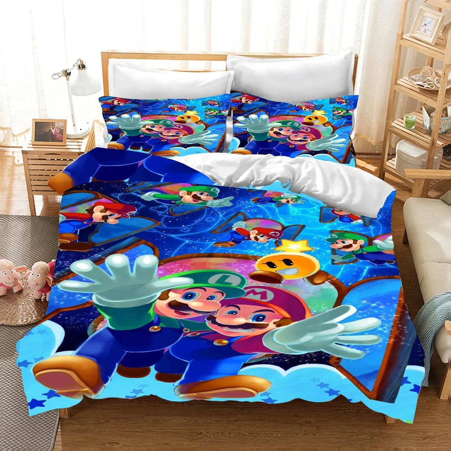 Hot Super Mario Cartoon Game Cute All Season Duvet Cover And Pillowcase Teen Large/Queen Cute Bedroom Decoration Boys Girls Gift