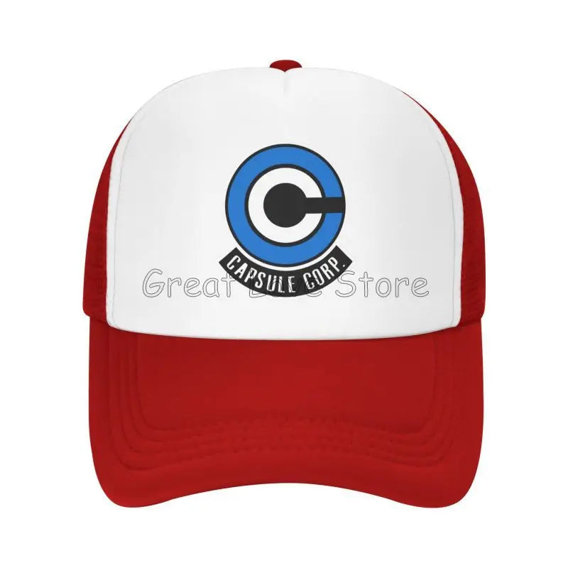 Capsule Corp Mesh Baseball Caps Unisex Hip-Hop Trucker Hat Anime DBZ Dad Hat Adjustable Racing Cap Summer Trucker Snapback Hats
