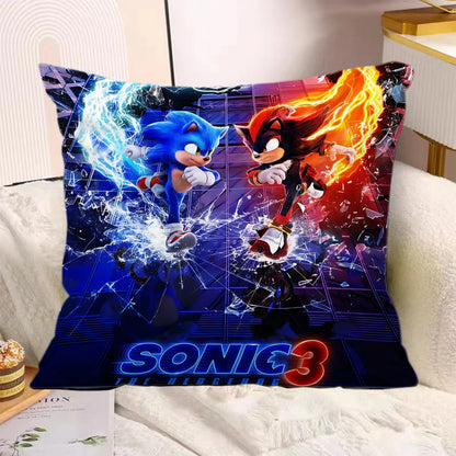 Cartoon Pillow Covers Cartoon Sofa Decorative Home Double-sided Printing Short Plush Cute Cushion S-Sonic The H-Hedgehog Cover