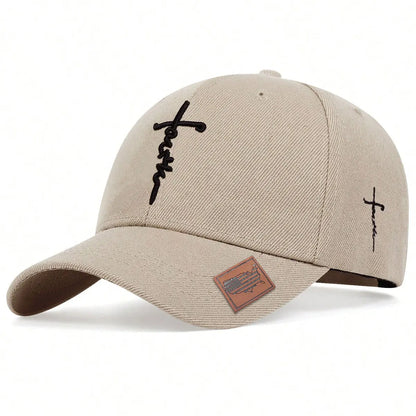 Unisex Letter Cross Embroidery Baseball Caps Outdoor Adjustable Spring and Autumn Casual Sunscreen Hat