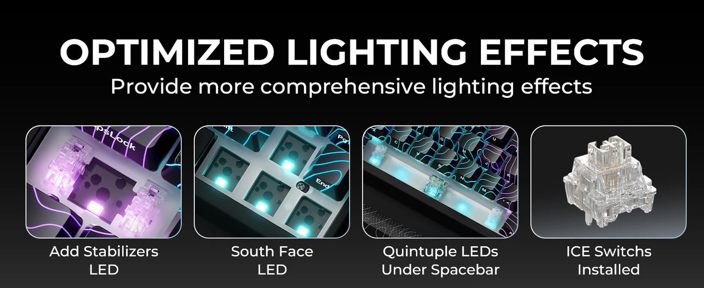 XVX M67 JadeStone mechanische Tastatur mit IMD-Tech-Tastenkappen, Hot-Swap-fähig, Gasket-Mount, Tri-Mode, individuell anpassbares RGB, kabellose Tastatur 65%