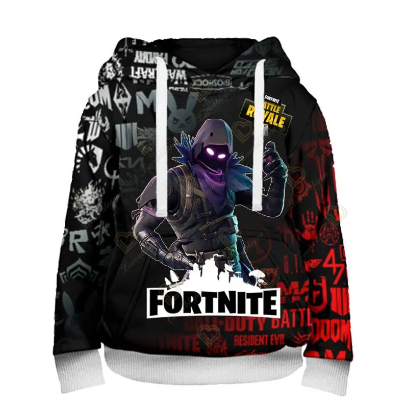 Fortnite-fanien huppari 3D Battle Royale -printillä – cosplay Victory -painettu huppari miehille, naisille ja lapsille, hupullinen streetwear-collegepaita