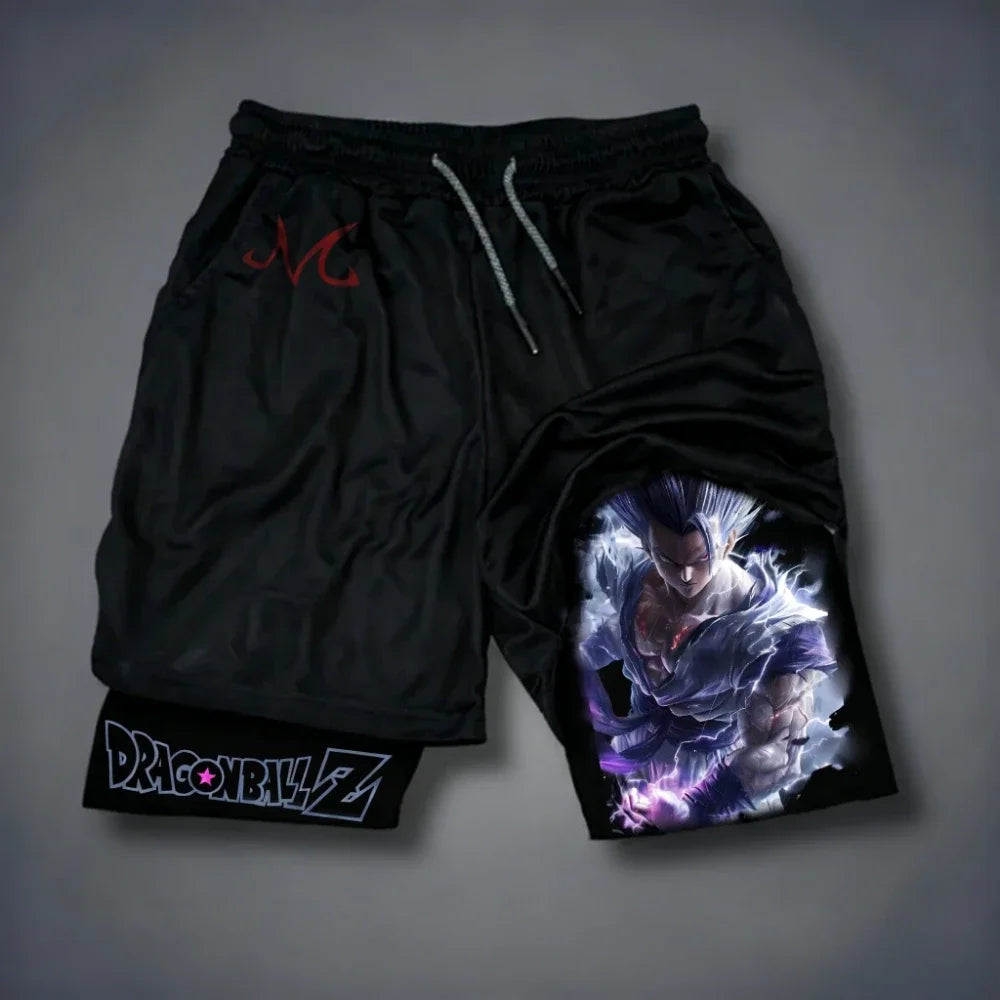 Dragon Ball Son Goku 2026 Men's Quick-Drying Double-Layer Gym Shorts Summer Fitness Sports Y2K Style Fake Two-Piece Pants