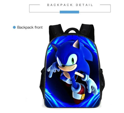 2026 New Arrival Sonic School Bag Lunch Bag Pencil Case Boys Girls Daily Use Book Cartoon Book Bags For Kids Christmas Gift