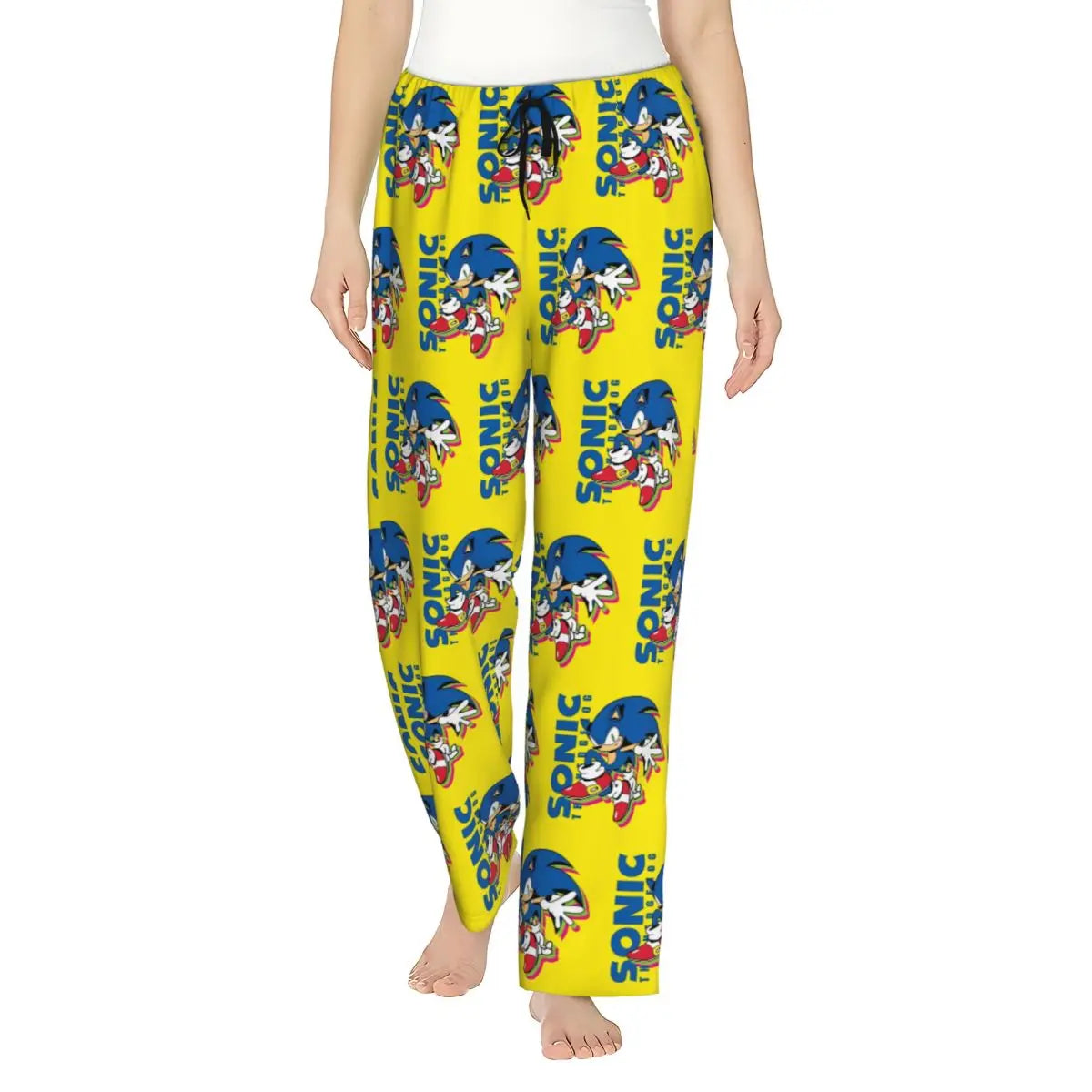 Custom Printed Womens Soniced Pajama Pants Hedgehog Game Sleepwear Sleep Lounge Bottoms with Pockets
