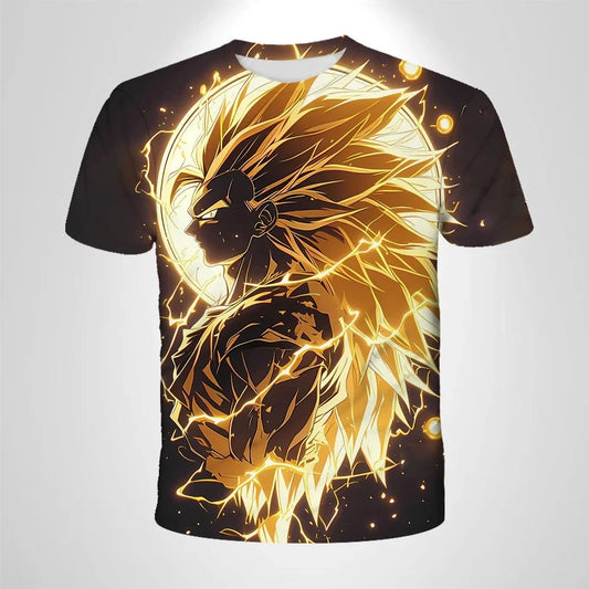 2026 Children's Breathable Short-sleeved Japanese Anime Dragon Ball Z Goku Goku Saiyan Men's Short-sleeved T-shirt,Sports Top