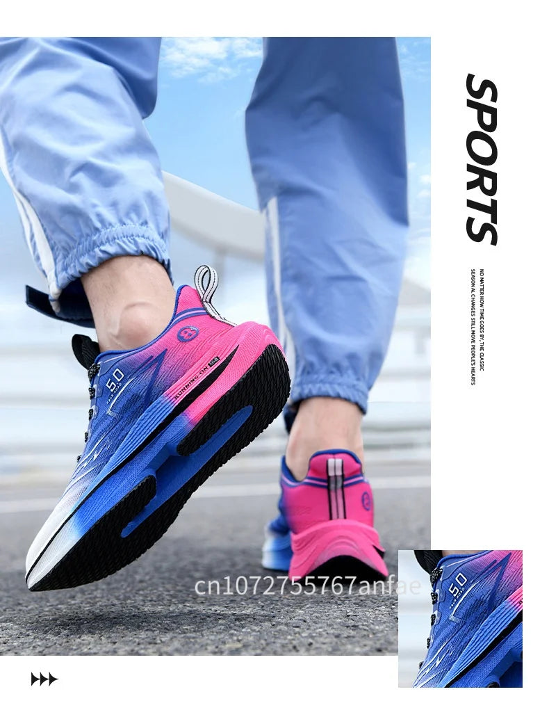 Scarpe da running da uomo con piastra in carbonio, leggere, ultra ammortizzate, traspiranti, da maratona, con assorbimento degli urti e supporto, sneaker sportiva comoda da donna