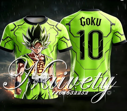 2026 New Summer Dragon Ball Z Classic Goku Silhouette 3D Print Soccer Jersey Unisex Anime Trendy Sports Short Sleeve T-shirt