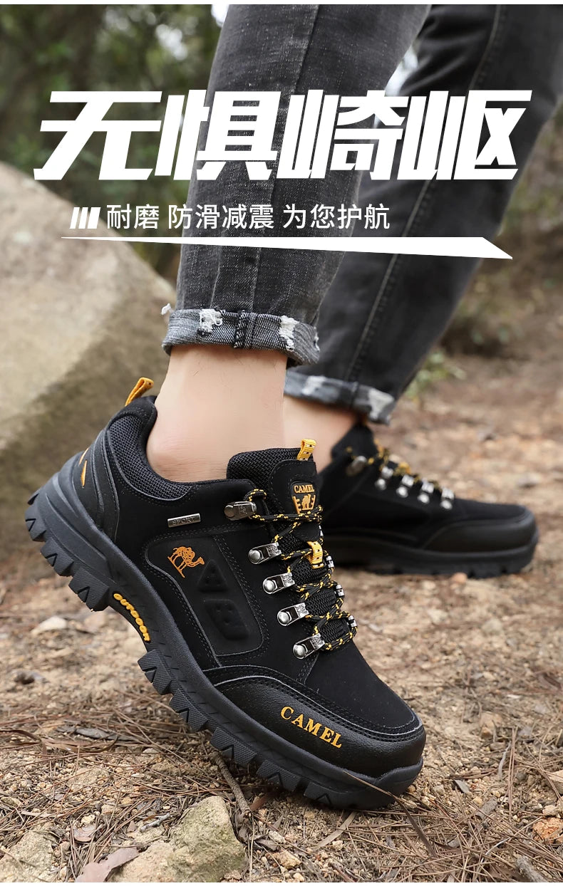 Classic Black Men's Hiking Shoes Outdoor Low Climbing Walking Shoes For Men Trekking Sneakers Non-Slip Mountaineering Shoes Man