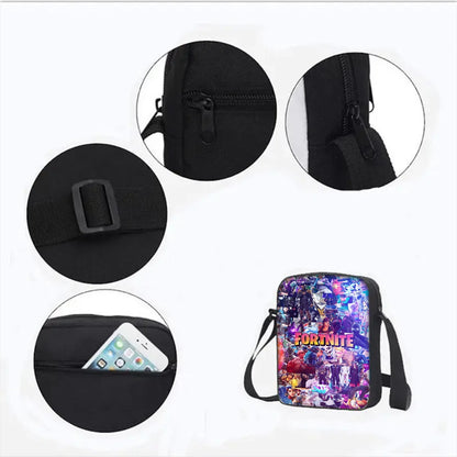 Mochila Escolar Infantil com Mala de Ombro e Estojos para Lápis, Malas Escolares com Design Hot Game-F-FortniteS para Rapazes e Raparigas, Melhor Presente