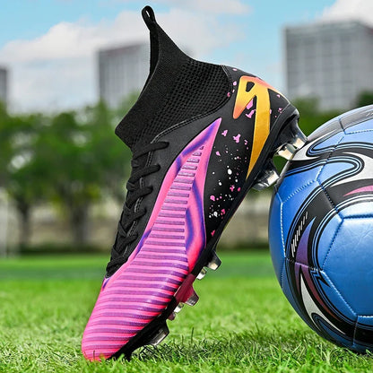 Chaussures de football pour hommes, chaussures de sport, chaussures de futsal à tige haute, chaussures de football de haute qualité pour l'intérieur, antidérapantes, pour l'entraînement en extérieur, crampons ultra-lég