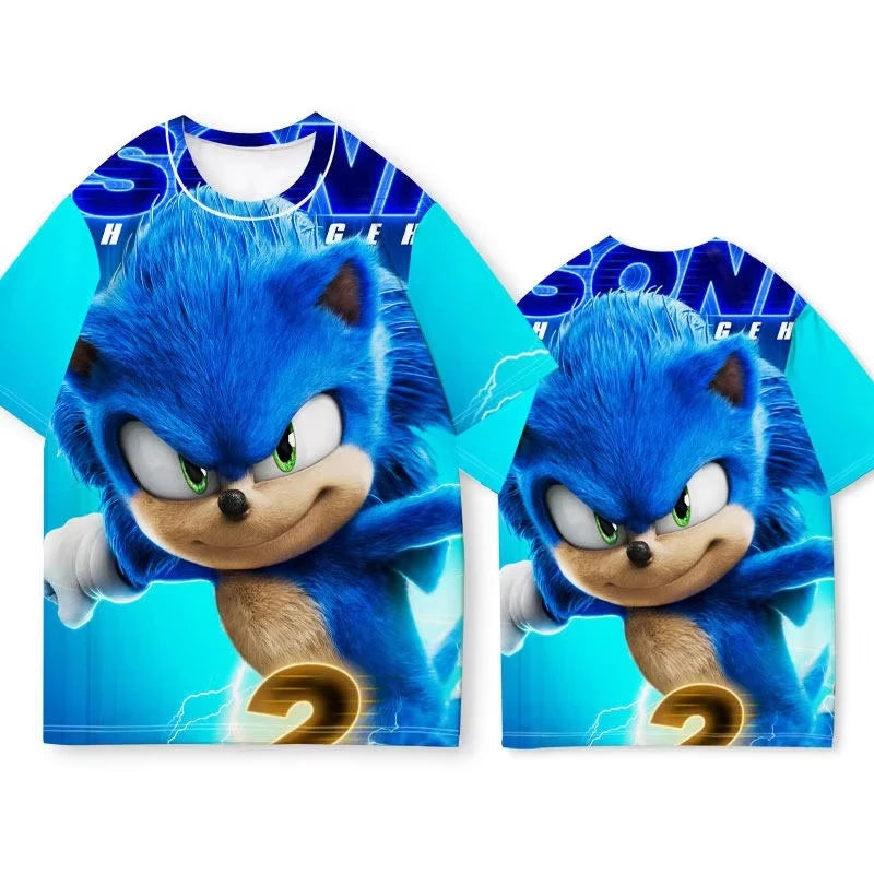 2026 Summer Hotsale 3D Printed Sonic & Tails Action Scene T-Shirt Unisex Adults Kids Adventure Style Casual Short Sleeve Tops