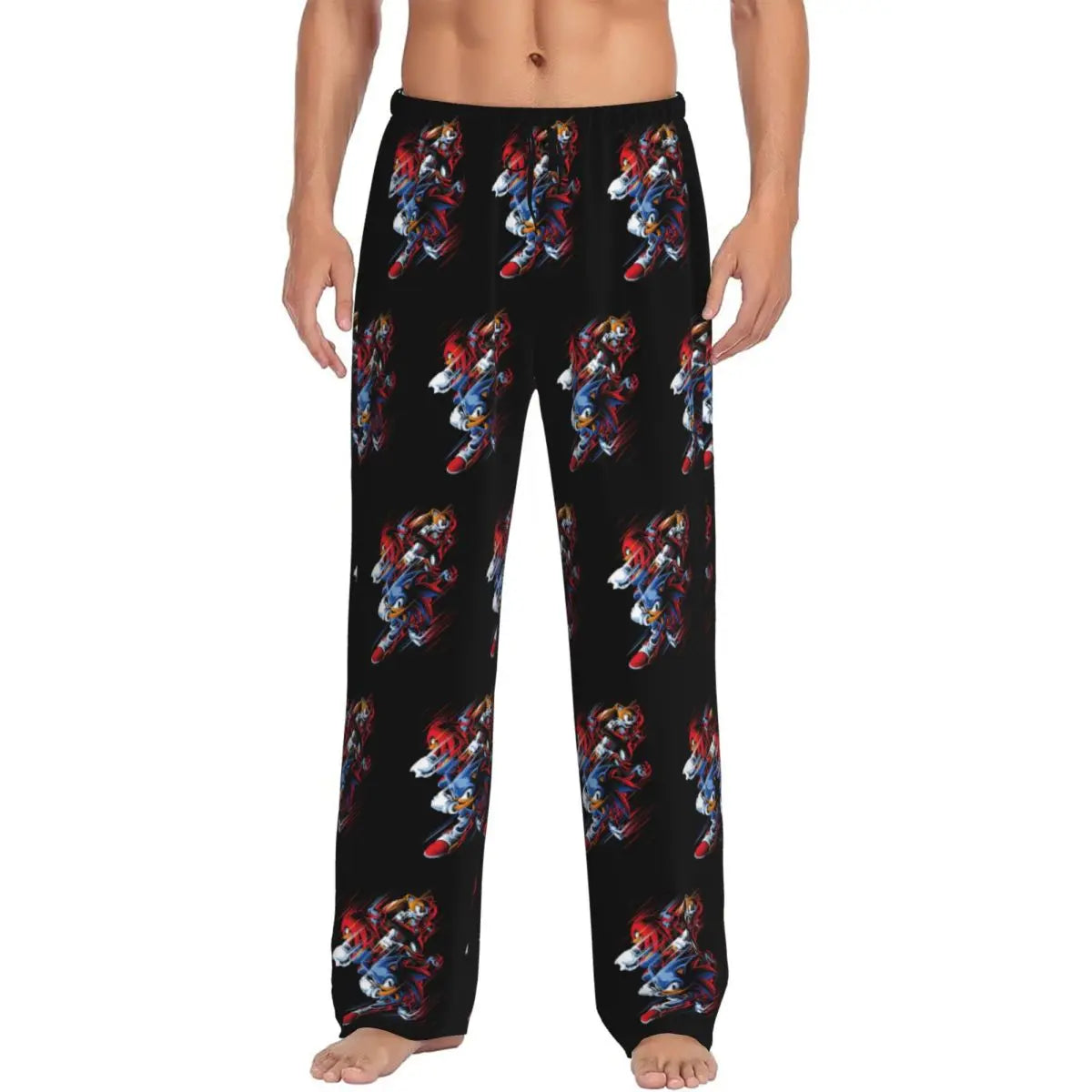 Custom Print Men's Soniced Pajama Pants Hedgehog Game Sleepwear Sleep Lounge Bottoms with Pockets