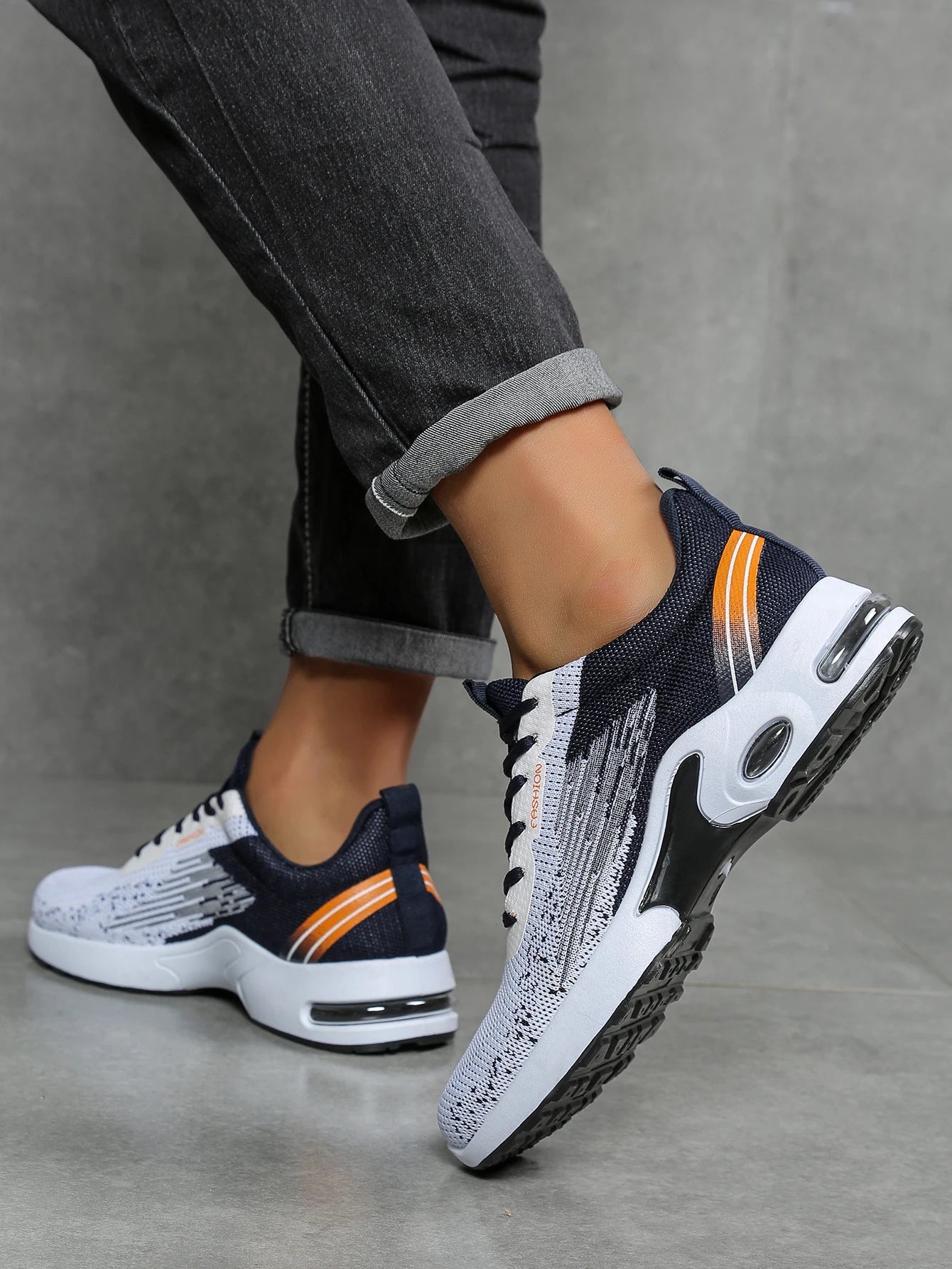Scarpe da uomo, scarpe casual da uomo, mesh traspirante, ammortizzate ad aria, suola morbida, scarpe sportive alla moda color block