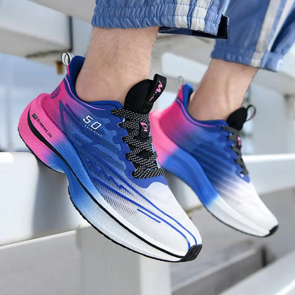 Men's Sport Shoes Professional Cushioned Carbon Plate Running Shoes Breathable Lace-up Casual Sneakers Marathon Athletic Footwear