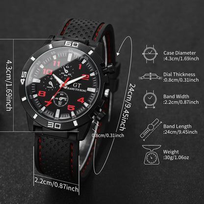 Men’s Sports Quartz Watch Casual Silicone Strap, Stylish Analog Dial & Lightweight Wristwatch