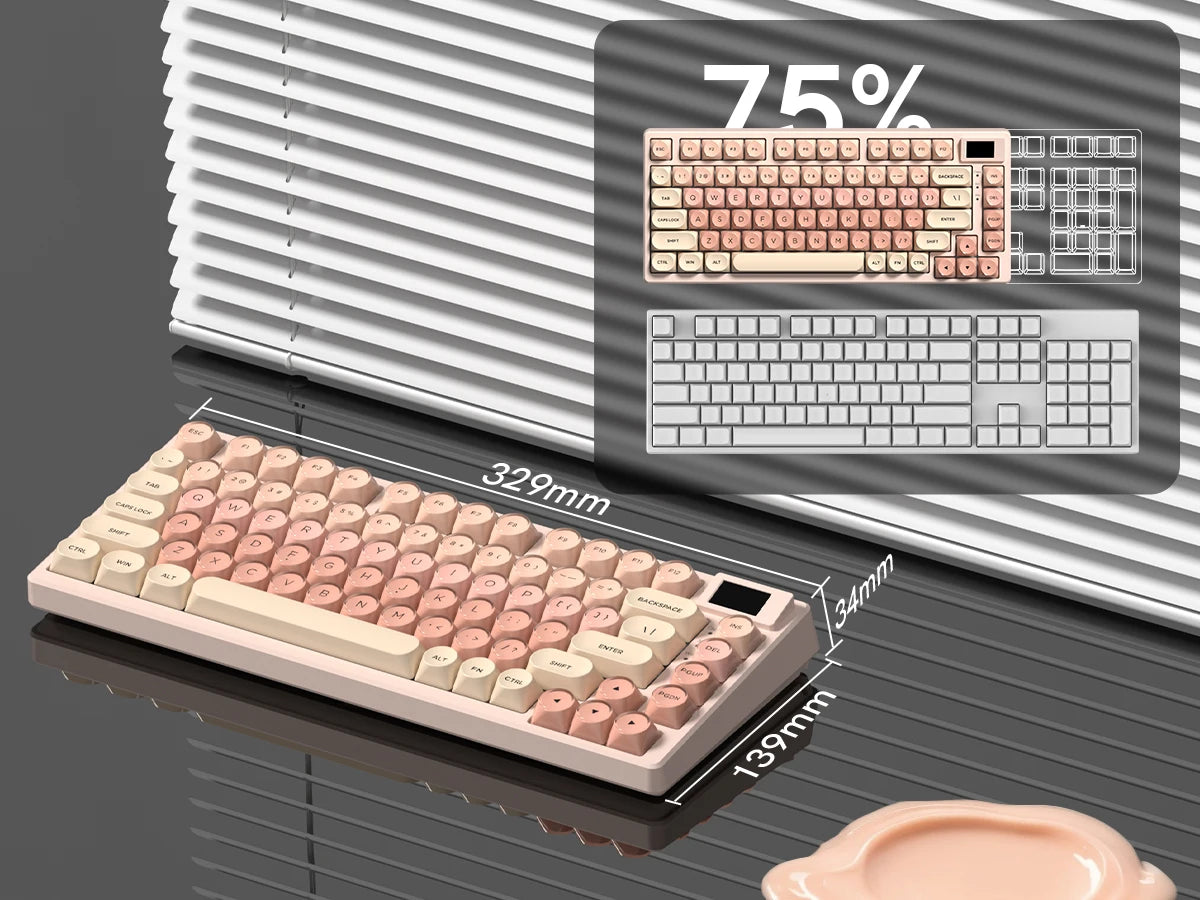 Womier S-K80 Keyboard Liquid 75% Hot Swap Keyboard with Color OLED Display Mechanical Gaming Keyboard Gasket Mount RGB for Windo
