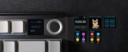 EPOMAKER X AULA F75 MAX kompakte mechanische Tastatur im 75-%-ANSI-Layout, kabelgebunden/Bluetooth/2.4GHz kabellos, mit TFT-Bildschirm und Drehregler