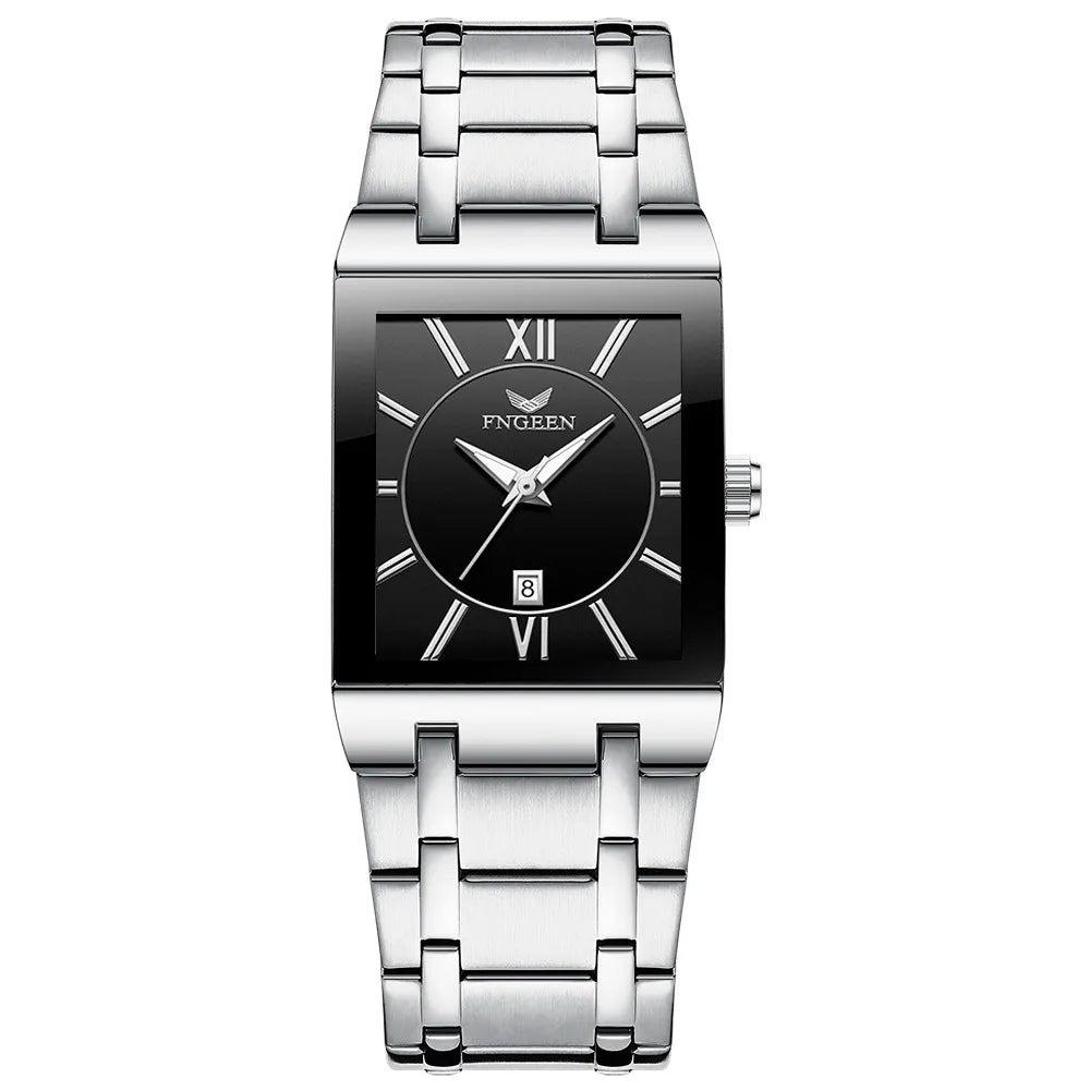 Luxuriöse BINBOND-Herrenarmbanduhr mit präzisem Quarzwerk, Leuchtzeiger, wasserdicht, automatische Datumsanzeige, aus strapazierfähigem Edelstahl, lässiger Stil.