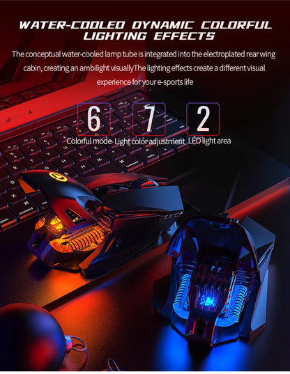 Žična e-športna gaming miška z RGB-osvetlitvijo, nastavljiva 200-7200 DPI, USB-žična za PC, prenosnik in FPS-igre