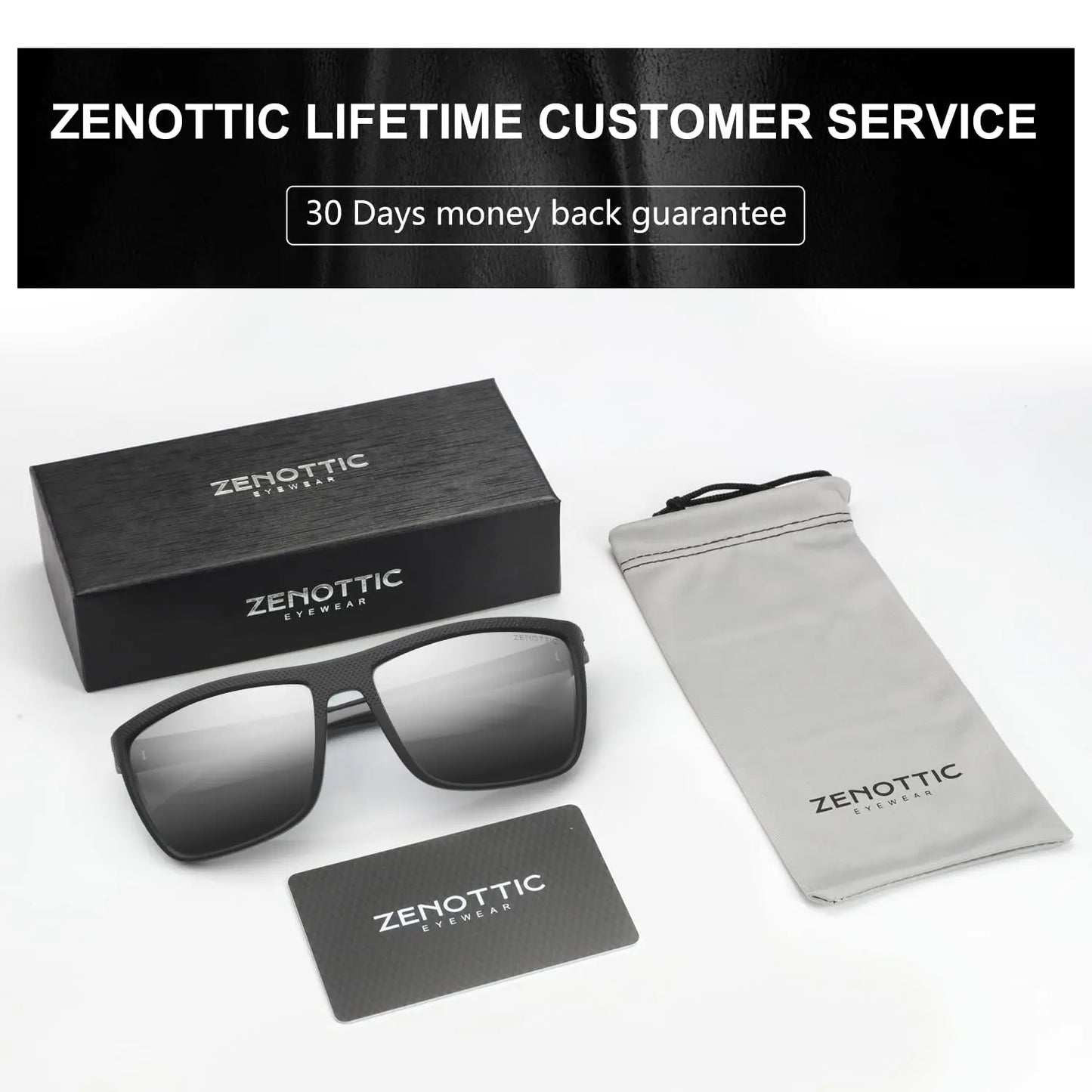 ZENOTTIC Polarized Sunglasses for Men Shades Lightweight TR90 Frame UV400 Protection Square Outdoor Trave Driving Sun Glasses