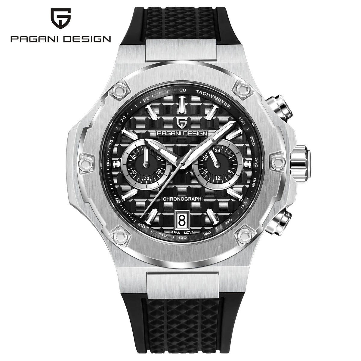 PAGANI DESIGN Men's Watches Luxury Rose Gold Sport Chronograph Japan VK64 Quartz Watch For Men Fluororubber Strap Wristwatch Men