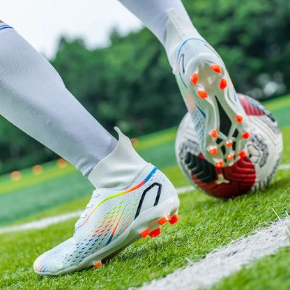 New Men's Soccer Shoes Breathable Soft Outdoor Grass Football Shoes Cleats Long Spikes Comfortable Training Sport Shoes for Men