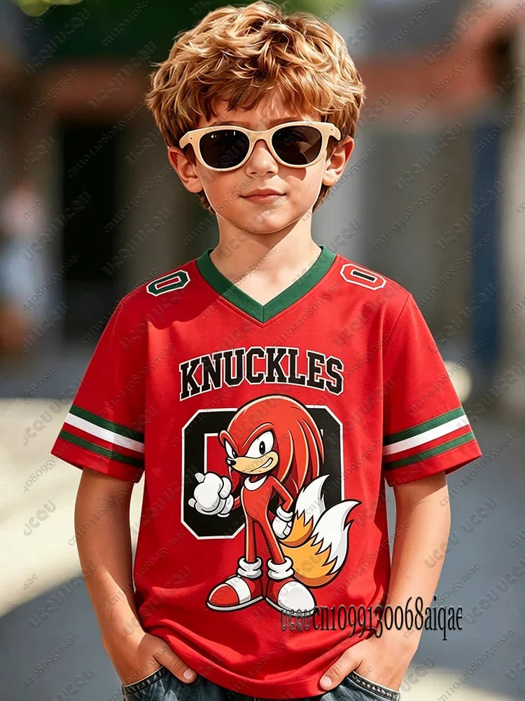 Cartoon Sonic Print Cosplay T-shirt For Adult/Kids Summer Boys Girls Cute Tshirts Casual Round Neck Street Clothing Sonic Tshirt