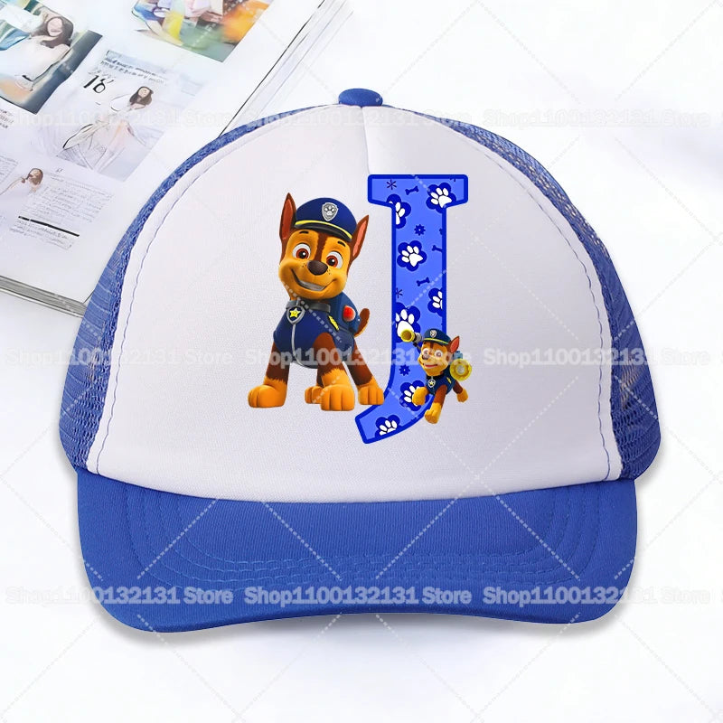 Casquettes de baseball en maille PAW Patrol : Chase, personnage de dessin animé, lettres, pour adultes et enfants, casquettes de sport, anime, été, protection solaire, visière, cadeau pour garçon et fille