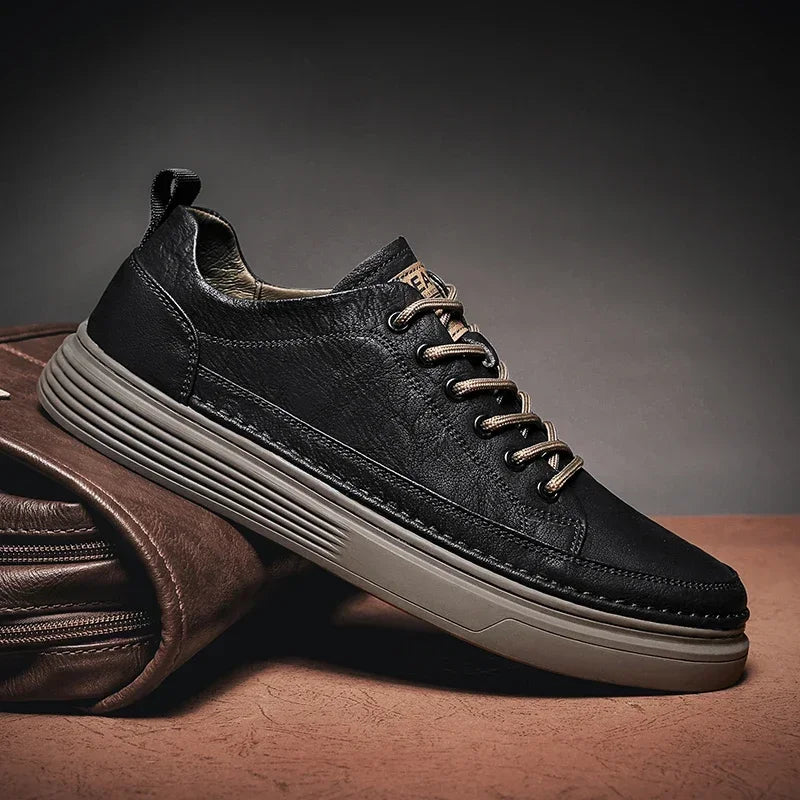 Classic Men's Sneakers Platform Slip-On Casual Leather Sneakers New Comfort Flat Spring Loafers Shoes