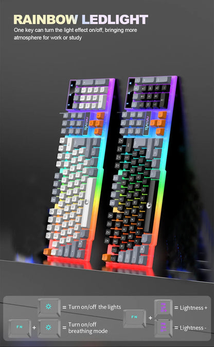 Einzelne Tastatur und Tastatur-Maus-Set RAIKU T26, dreifarbige Leuchttastatur, kabelgebundene mechanische Touch-Gaming-Maus-Tastatur-Kombination