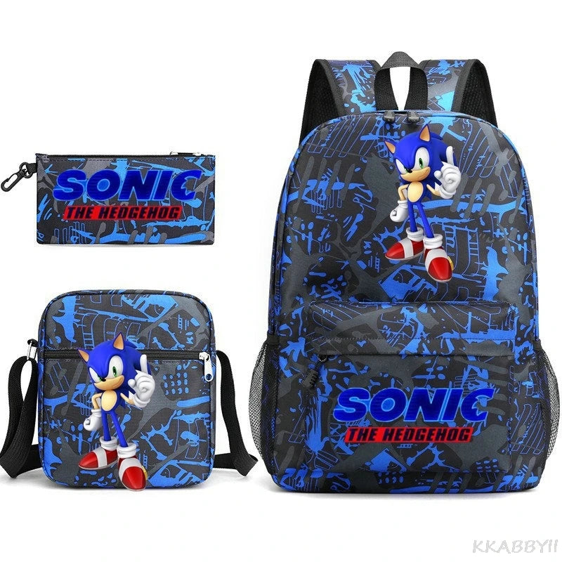 Sonic Backpacks Student School Bags for Teen Men Women Tote Bag Clutch Pocket Nylon Backpacks Travel Mochilas