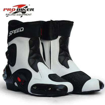 Pro-Biker Premium Motorcycle Racing Shoes for Men & Women - Leather Racing Boots for Speed Biking, Motocross & Off-Road Riding