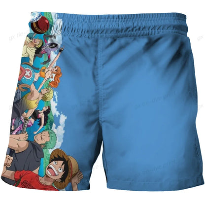 One Piece Harajuku Style Shorts With Hood 2023 Luffy 3D Swimming Shorts Running Tank Top Men Cartoon Shorts Trend Hot Sale