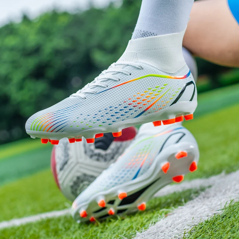 New Men's Soccer Shoes Breathable Soft Outdoor Grass Football Shoes Cleats Long Spikes Comfortable Training Sport Shoes for Men