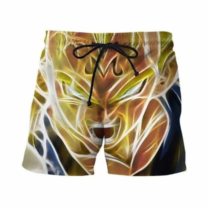 Summer men's 3D printed Dragon Ball Super Saiyan Vegeta Energy Punch Boardshorts for children's sports and leisure fashion short