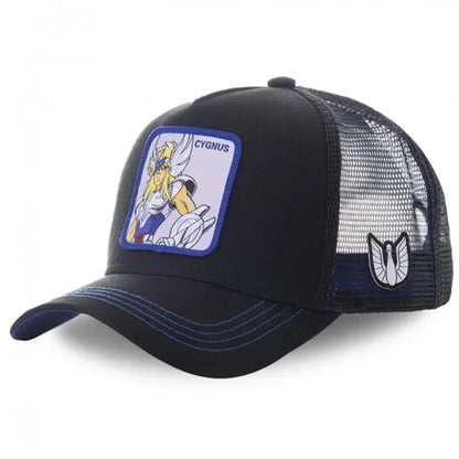 Saint Seiya Bawełniana czapka z daszkiem typu snapback z motywem anime i kreskówek, dla mężczyzn i kobiet, w stylu hip-hopowym, czapka typu trucker z siateczką, dropshipping